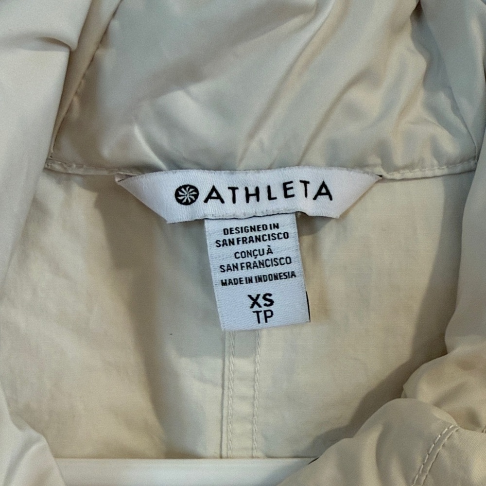 Athleta Light Cream Hooded Trench with Drawstring - Picture 2 of 4